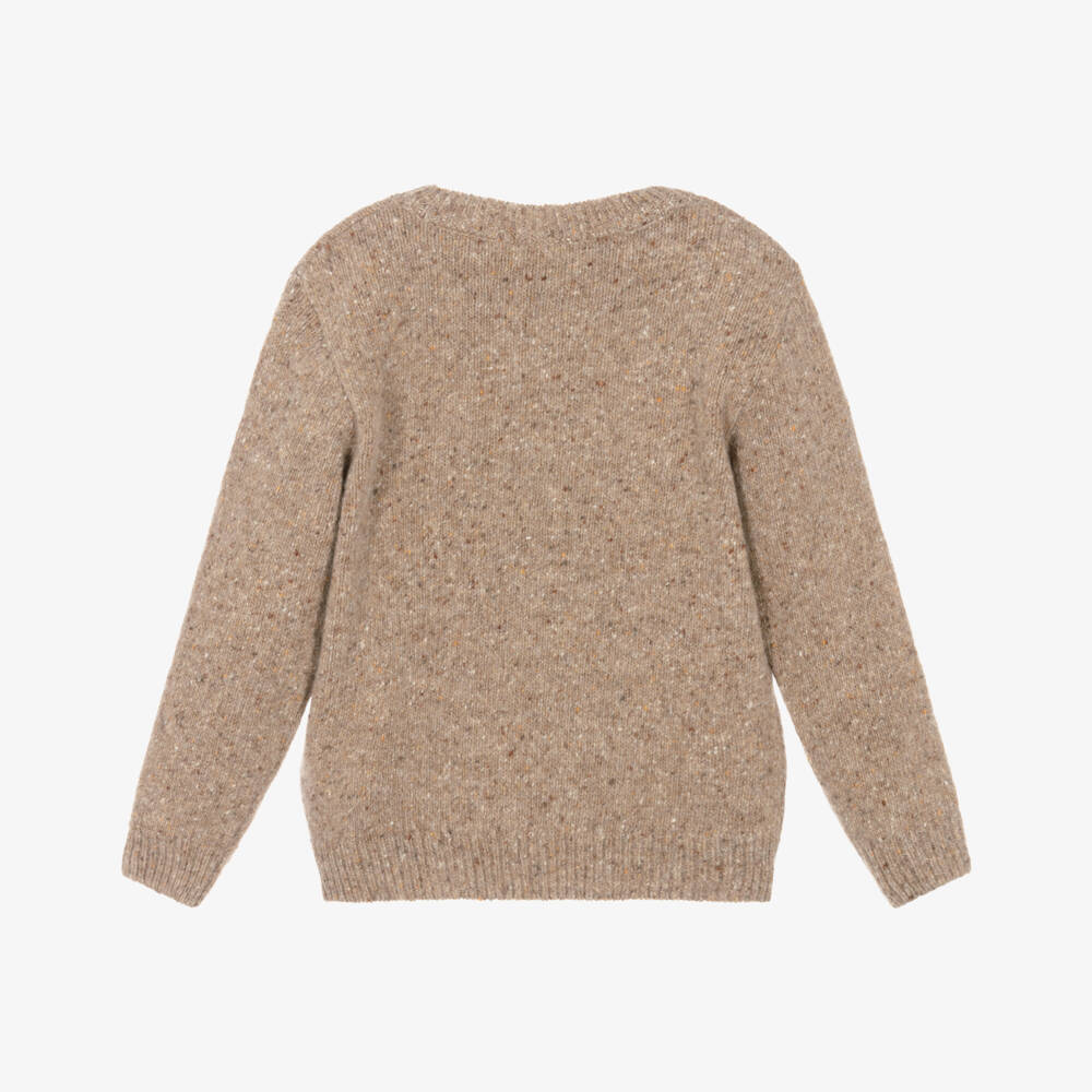 Dr. Kid-Boys Brown Speckled Wool Knit Sweater | Childrensalon