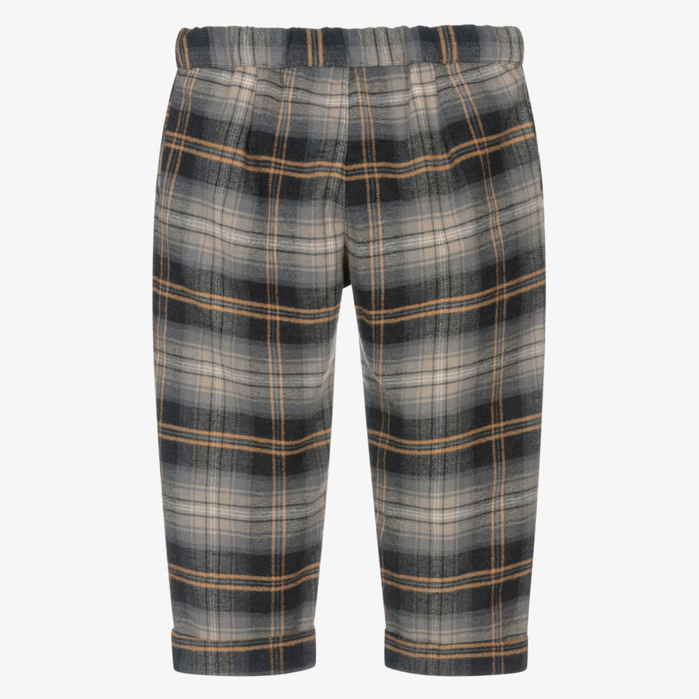 Dr. Kid-بنطلون قطن فلانيل قطن كاروهات لون رمادي للأولاد | Childrensalon