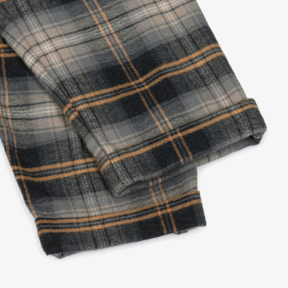 Dr. Kid-بنطلون قطن فلانيل قطن كاروهات لون رمادي للأولاد | Childrensalon