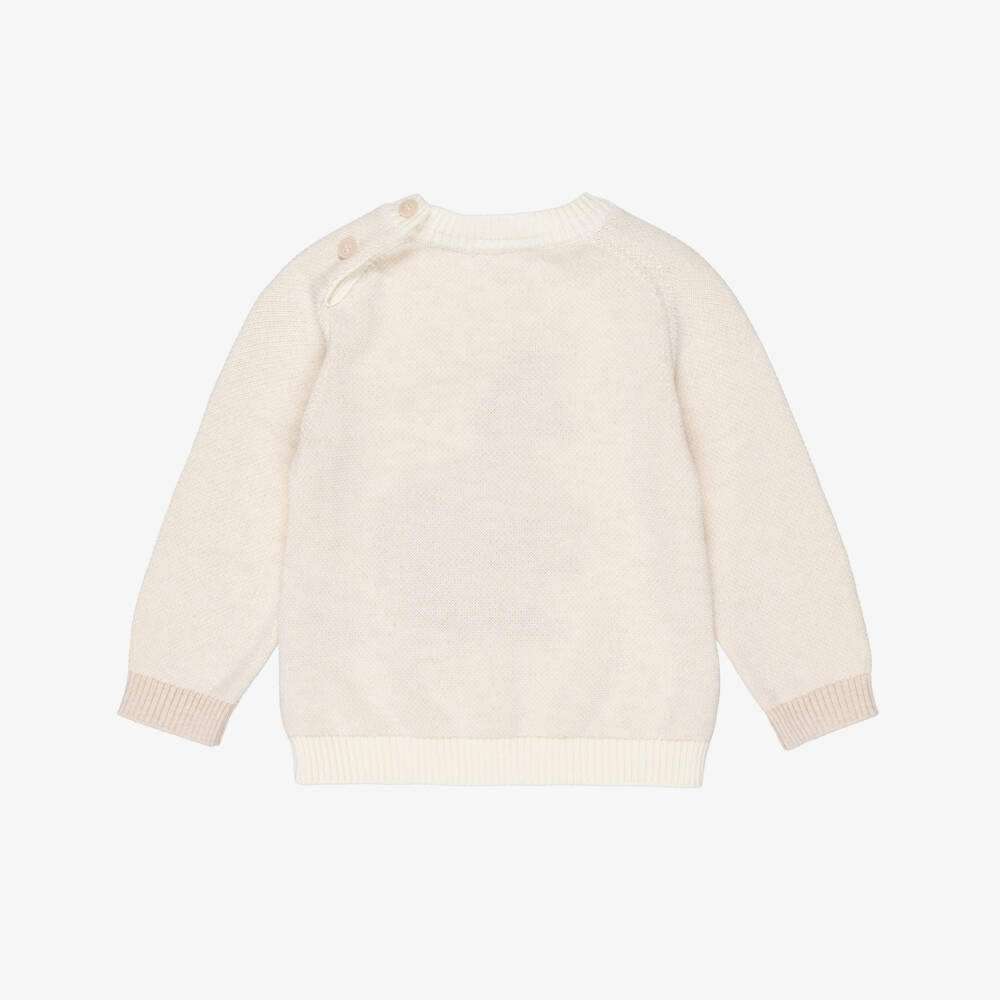 Dr. Kid-Boys Ivory & Beige Cotton Sweater with Horse Motif | Childrensalon