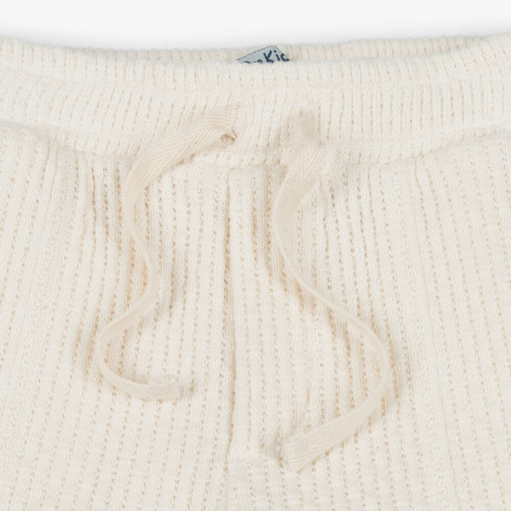 Dr. Kid-Boys Ivory Ribbed Knit Cotton Shorts | Childrensalon