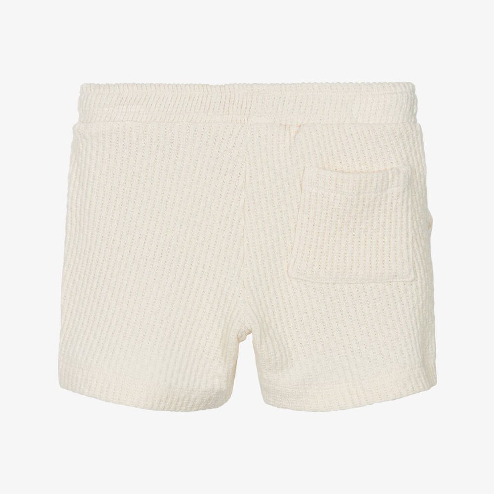 Dr. Kid-Boys Ivory Ribbed Knit Cotton Shorts | Childrensalon