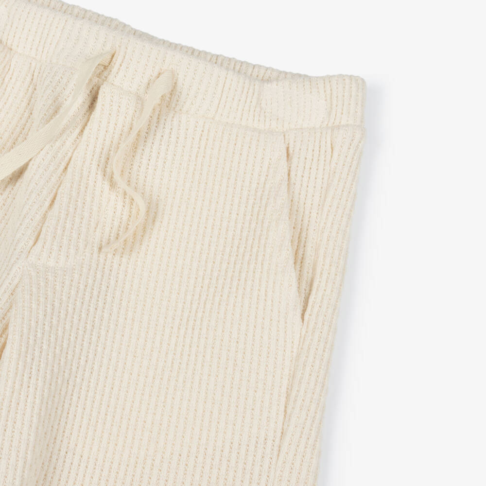 Dr. Kid-Boys Ivory Ribbed Knit Cotton Shorts | Childrensalon