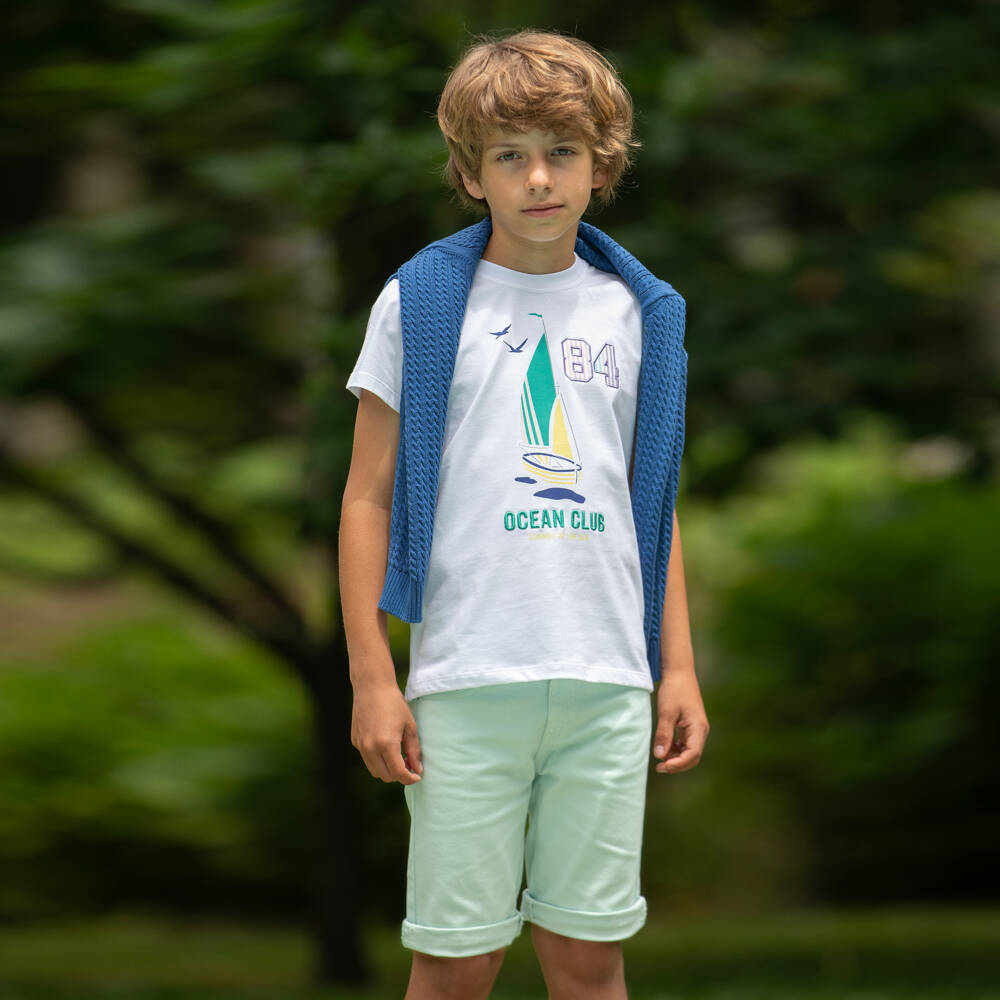 Dr. Kid-Boys Mint Green Cotton Chino Shorts | Childrensalon