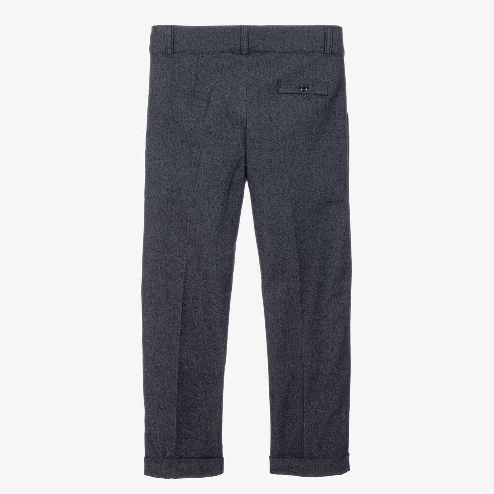 Dr. Kid-Boys Navy Blue Denim-Look Twill Trousers | Childrensalon