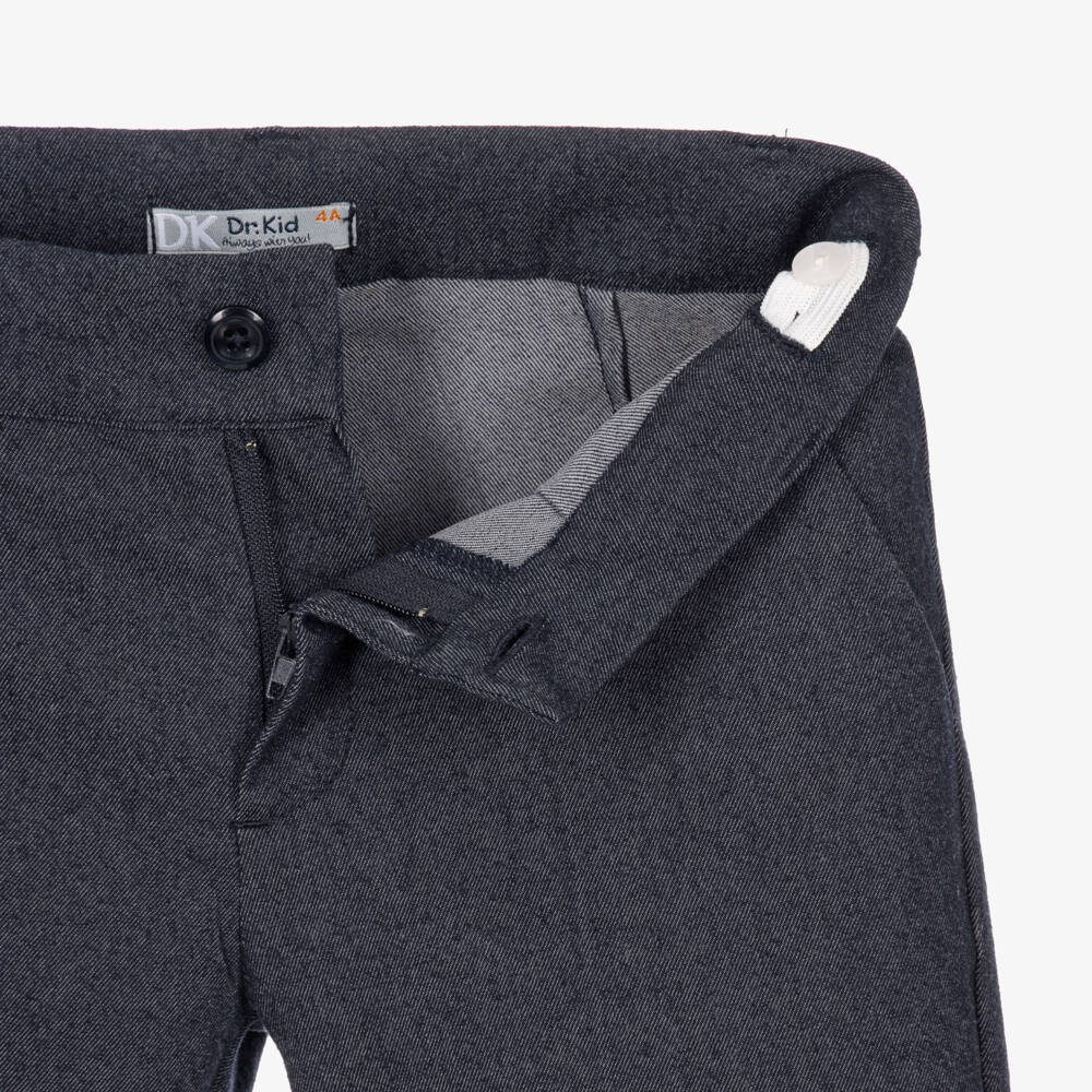 Dr. Kid-Boys Navy Blue Denim-Look Twill Trousers | Childrensalon