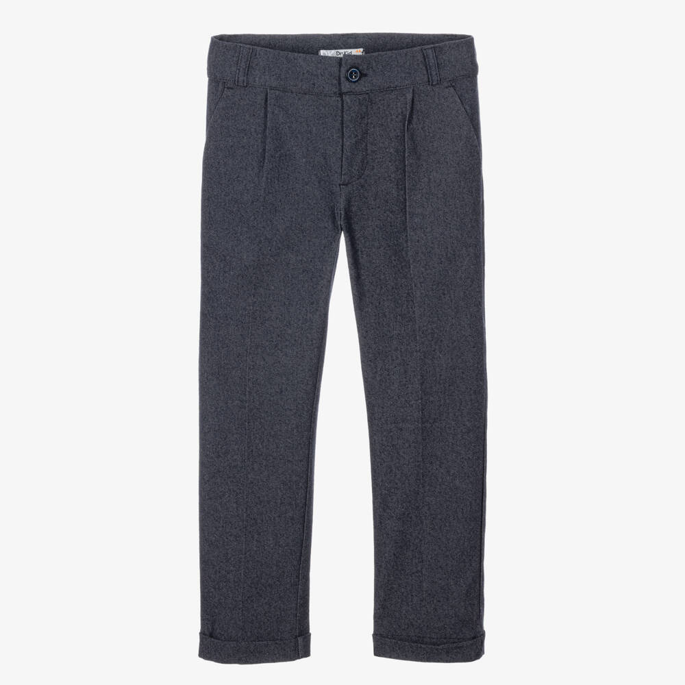Dr. Kid-Boys Navy Blue Denim-Look Twill Trousers | Childrensalon