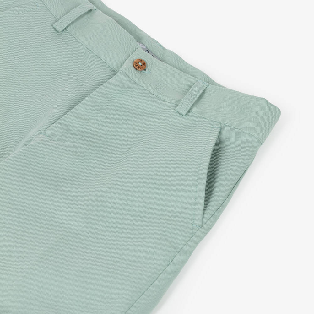 Dr. Kid-Boys Pale Green Linen & Cotton Chino Shorts | Childrensalon
