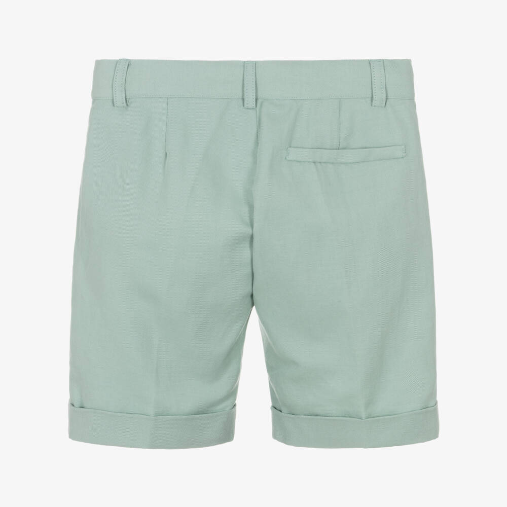 Dr. Kid-Boys Pale Green Linen & Cotton Chino Shorts | Childrensalon