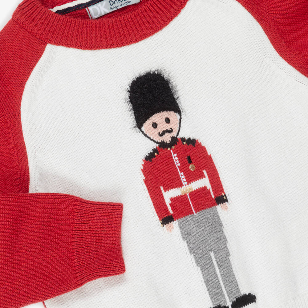 Dr. Kid-Boys Red Cotton Knit Soldier Sweater | Childrensalon