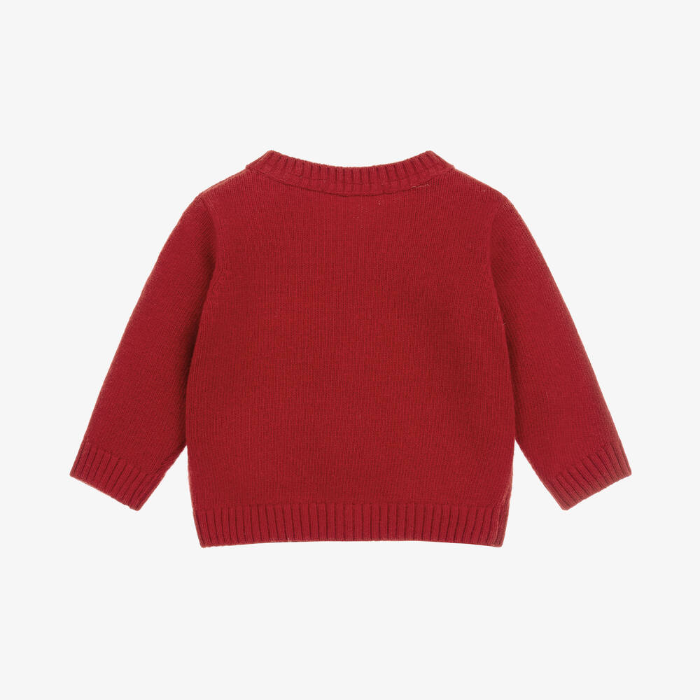 Dr. Kid-Boys Red Cotton & Wool Cardigan | Childrensalon
