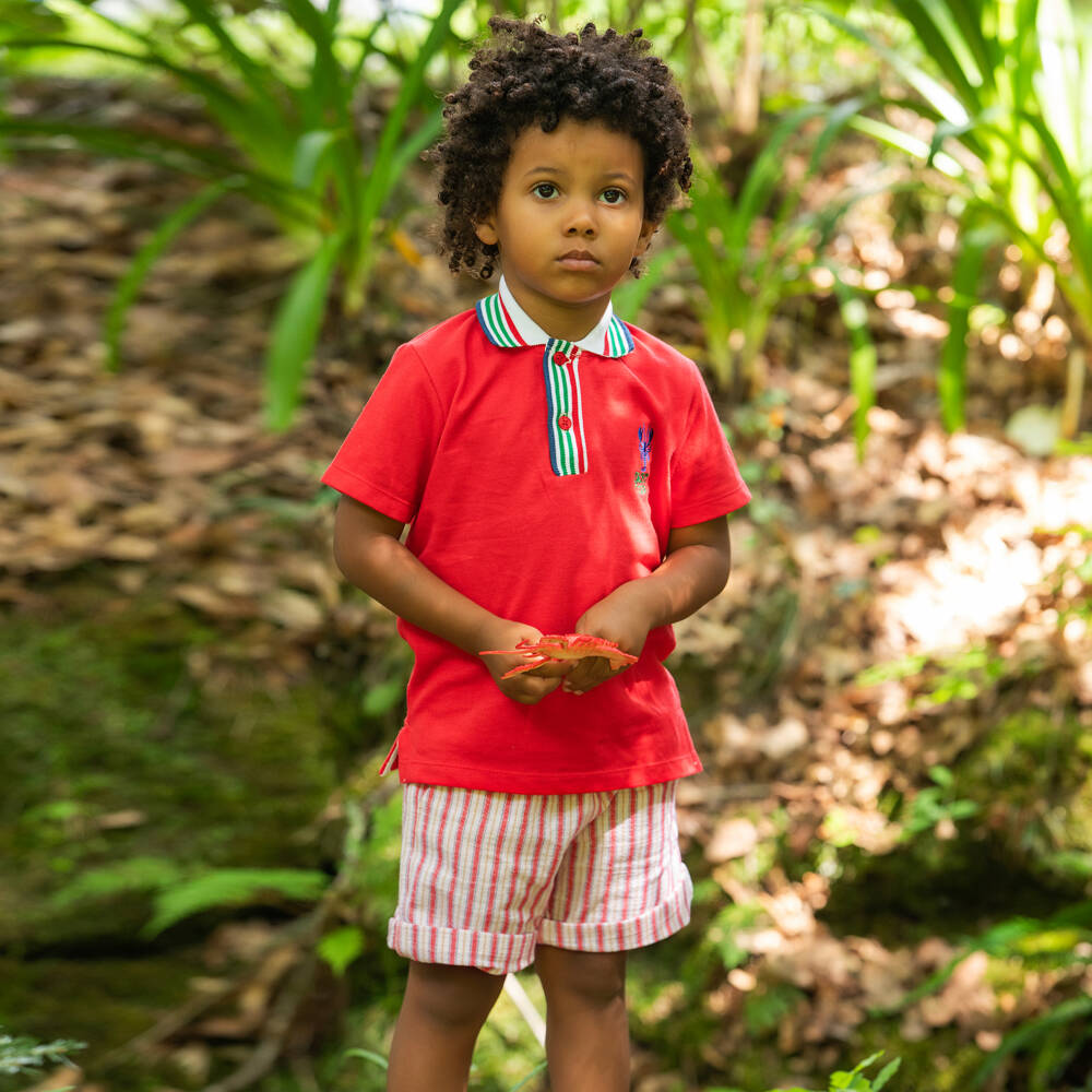 Dr. Kid-Шорты в красную полоску из хлопка для мальчиков | Childrensalon