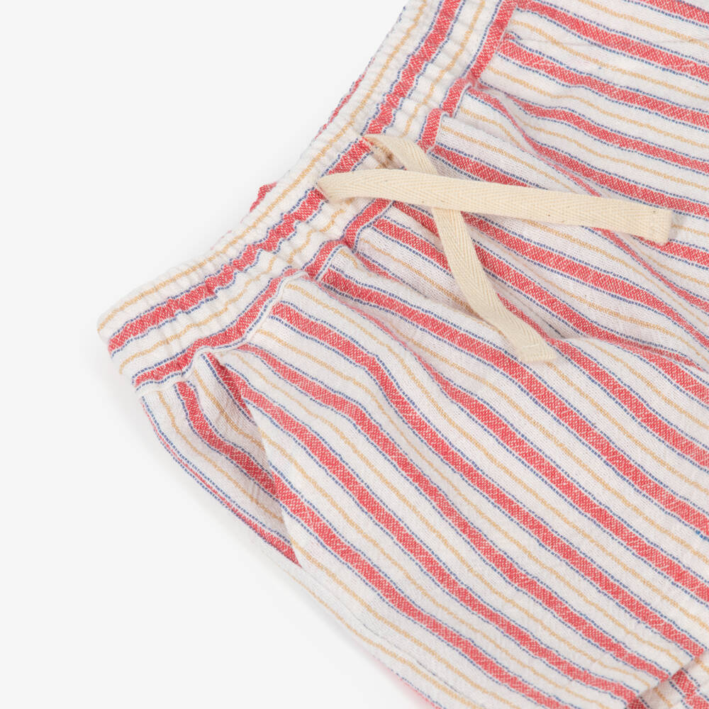 Dr. Kid-Boys Red Stripe Cotton Pull-On Shorts | Childrensalon