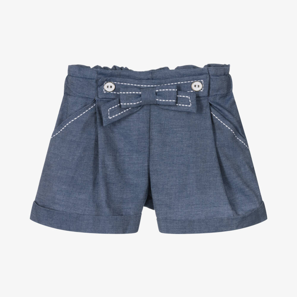 Darby Gingham Scallop Edge Bow Detail Shorts in Blue (18mths-12yrs)