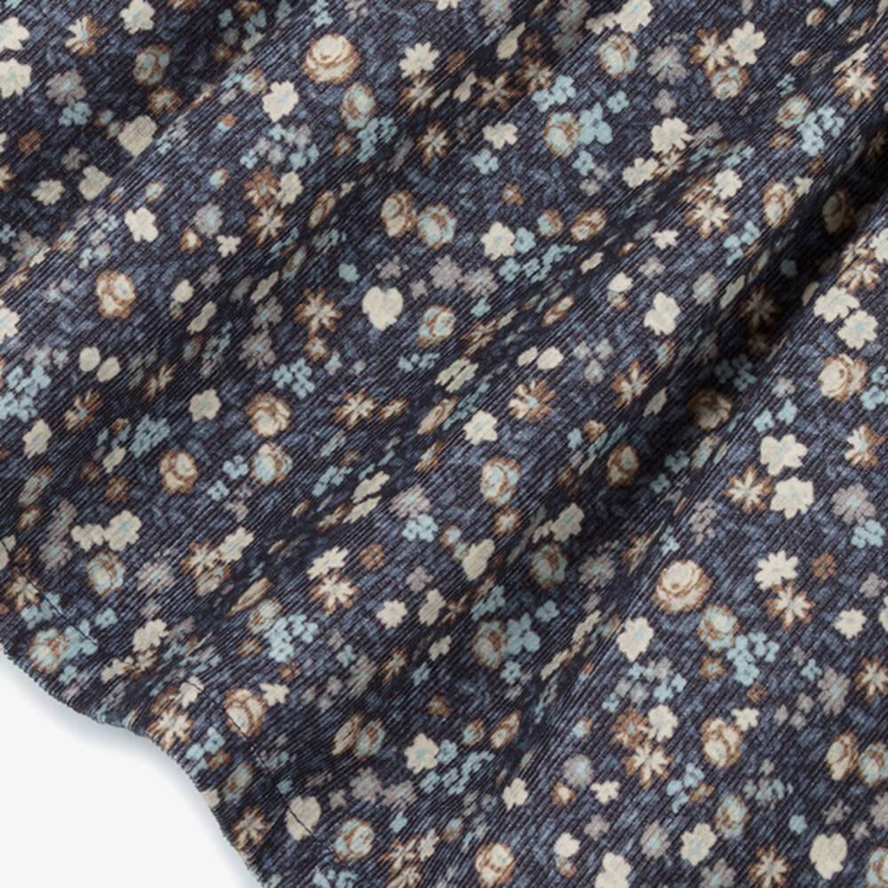 Dr. Kid-Girls Blue Floral Needlecord Dress with Ruffle Collar | Childrensalon