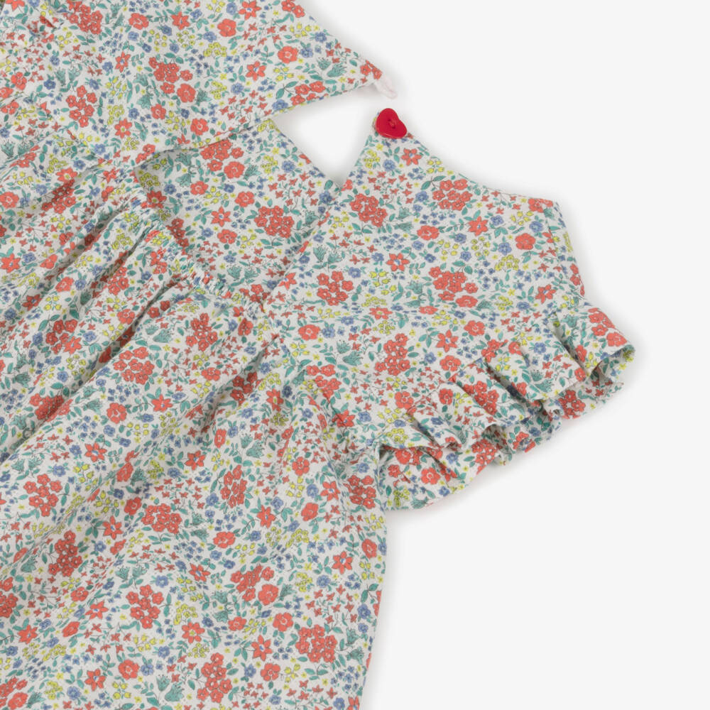 Dr. Kid-Girls Green & Red Floral Print Blouse | Childrensalon