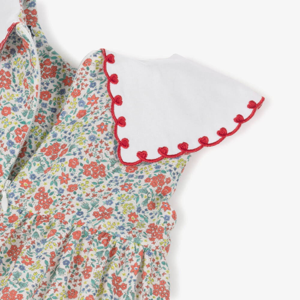 Dr. Kid-Girls Green & Red Floral Print Sleeveless Dress | Childrensalon