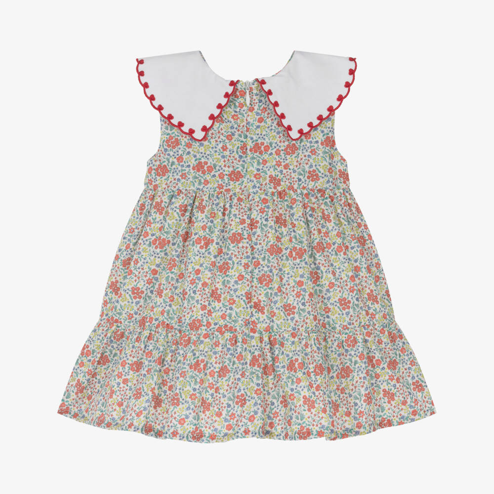 Dr. Kid-Girls Green & Red Floral Print Sleeveless Dress | Childrensalon