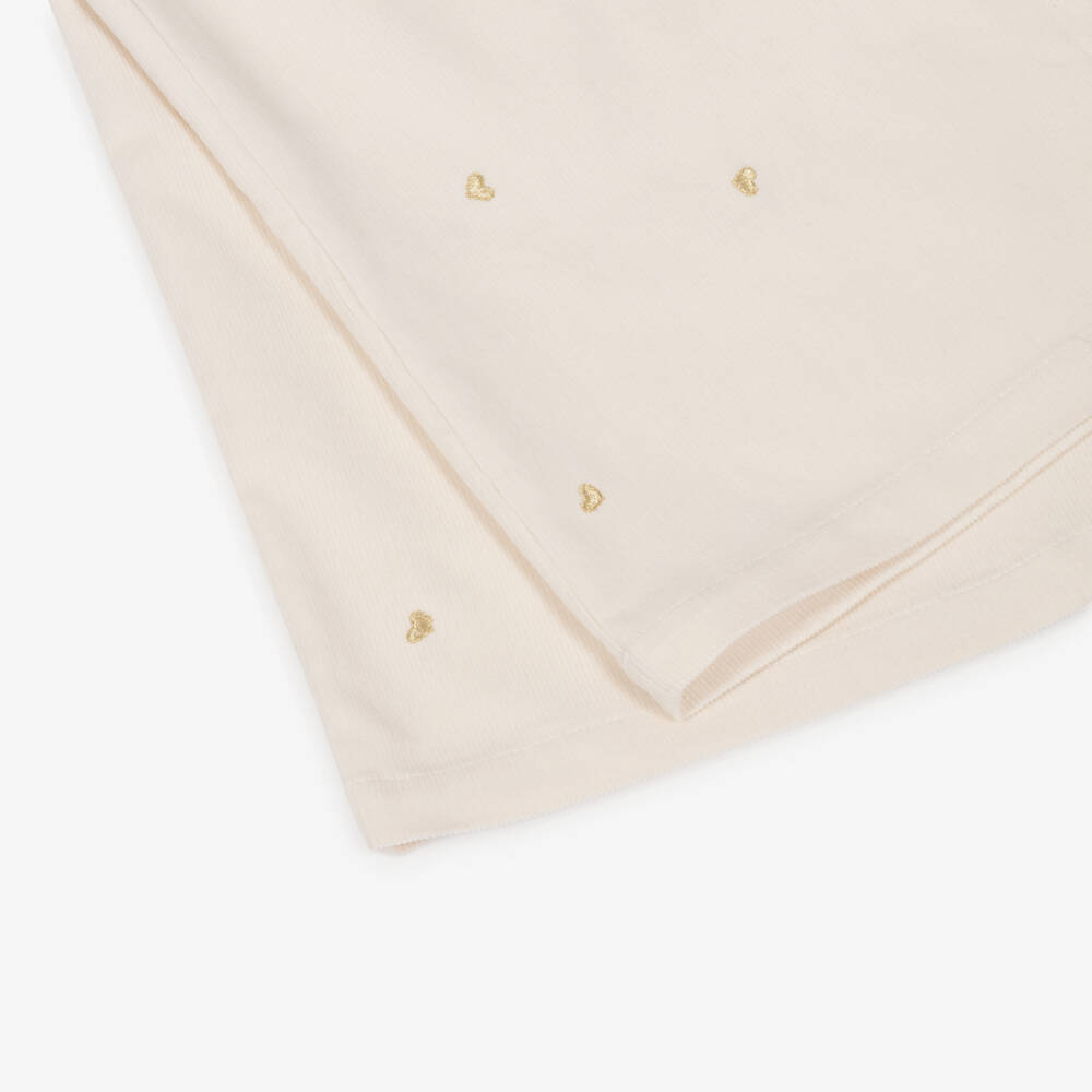 Dr. Kid-Girls Ivory Embroidered Heart Corduroy Wide Leg Trousers | Childrensalon