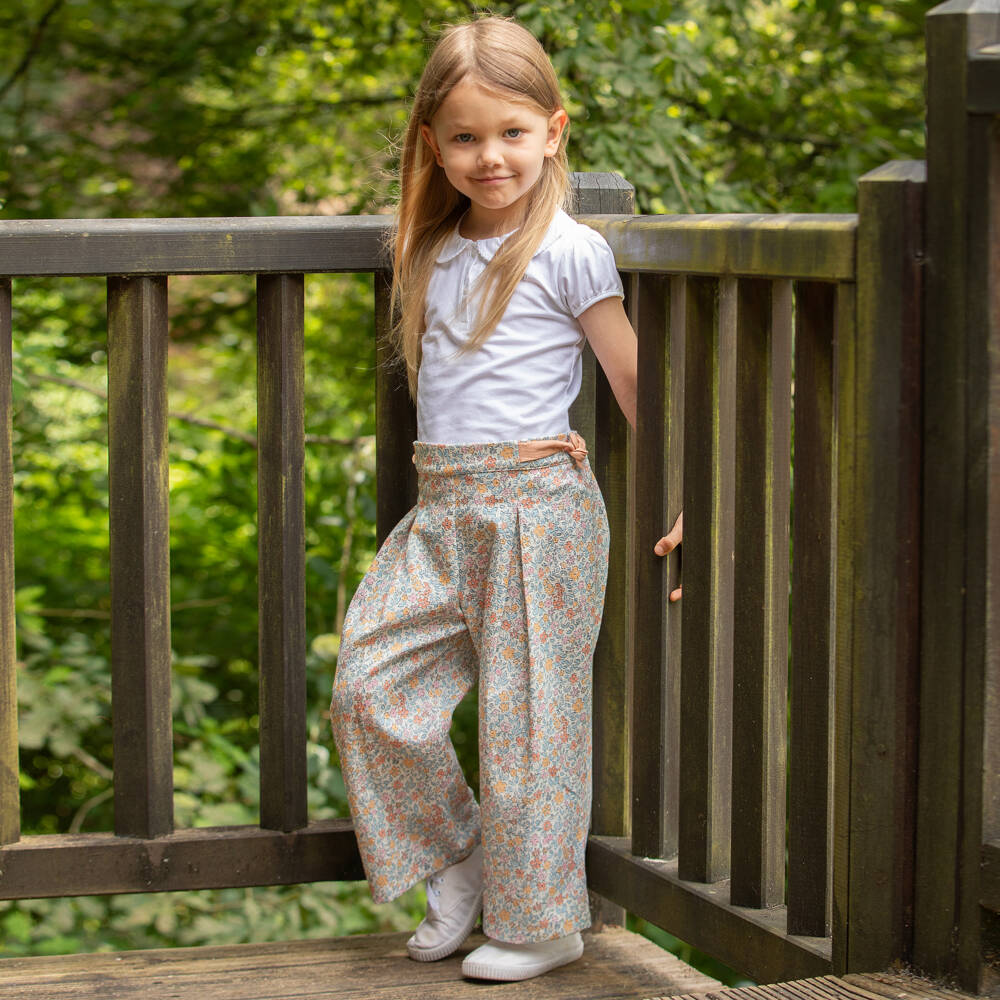 Dr. Kid-Брюки кремово-персиковые из хлопка с цветочным узором для девочек | Childrensalon