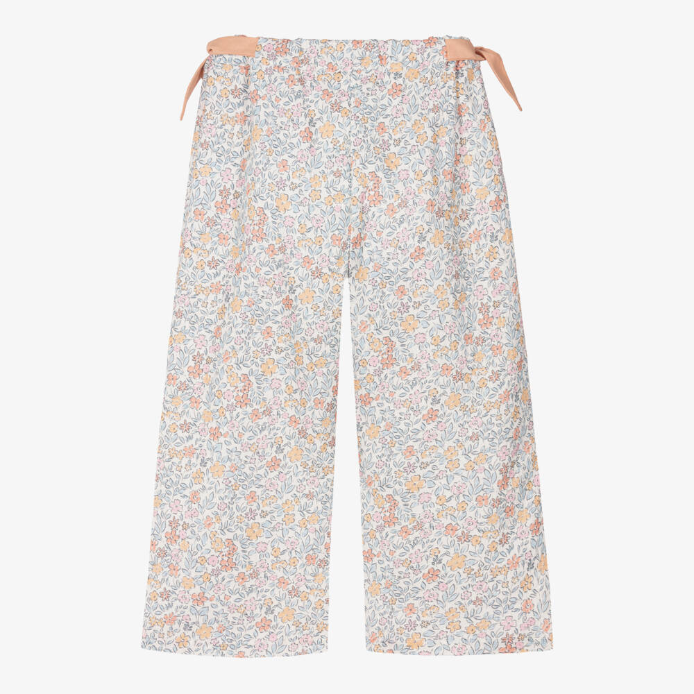 Dr. Kid-Брюки кремово-персиковые из хлопка с цветочным узором для девочек | Childrensalon