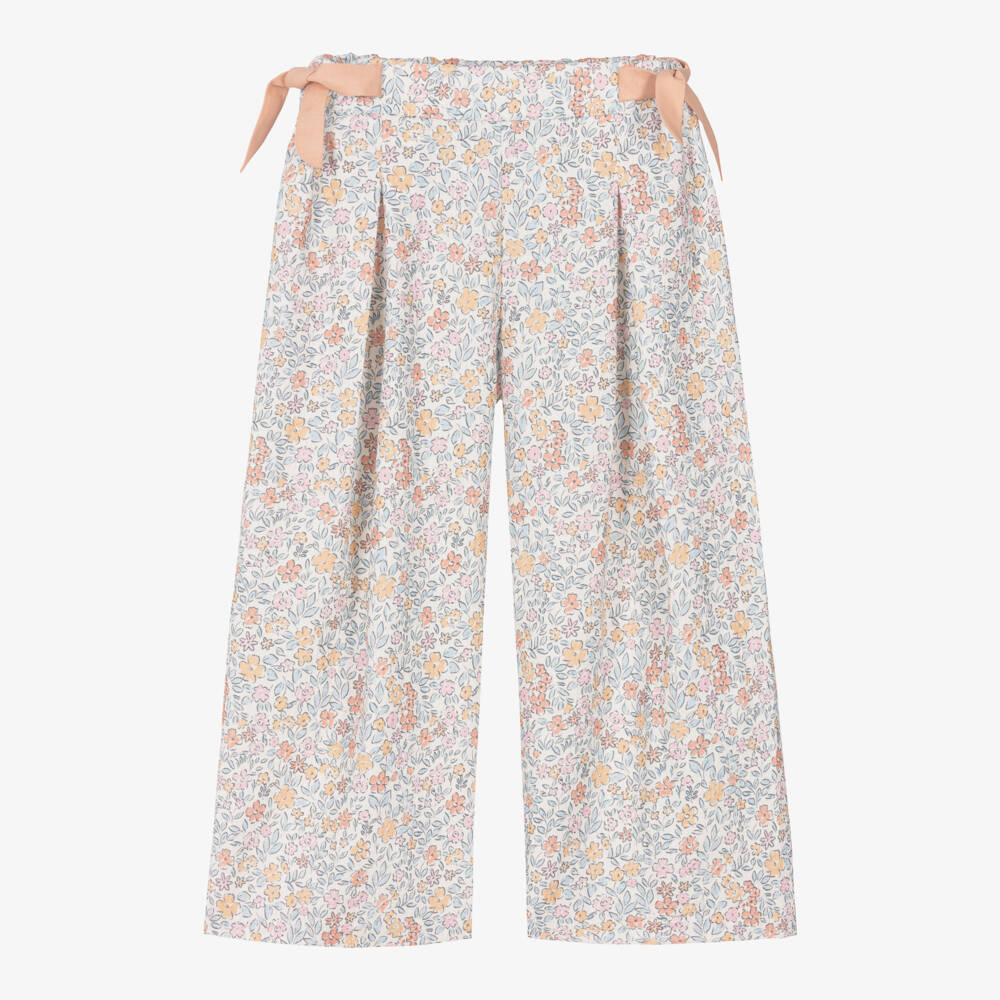 Dr. Kid-Брюки кремово-персиковые из хлопка с цветочным узором для девочек | Childrensalon