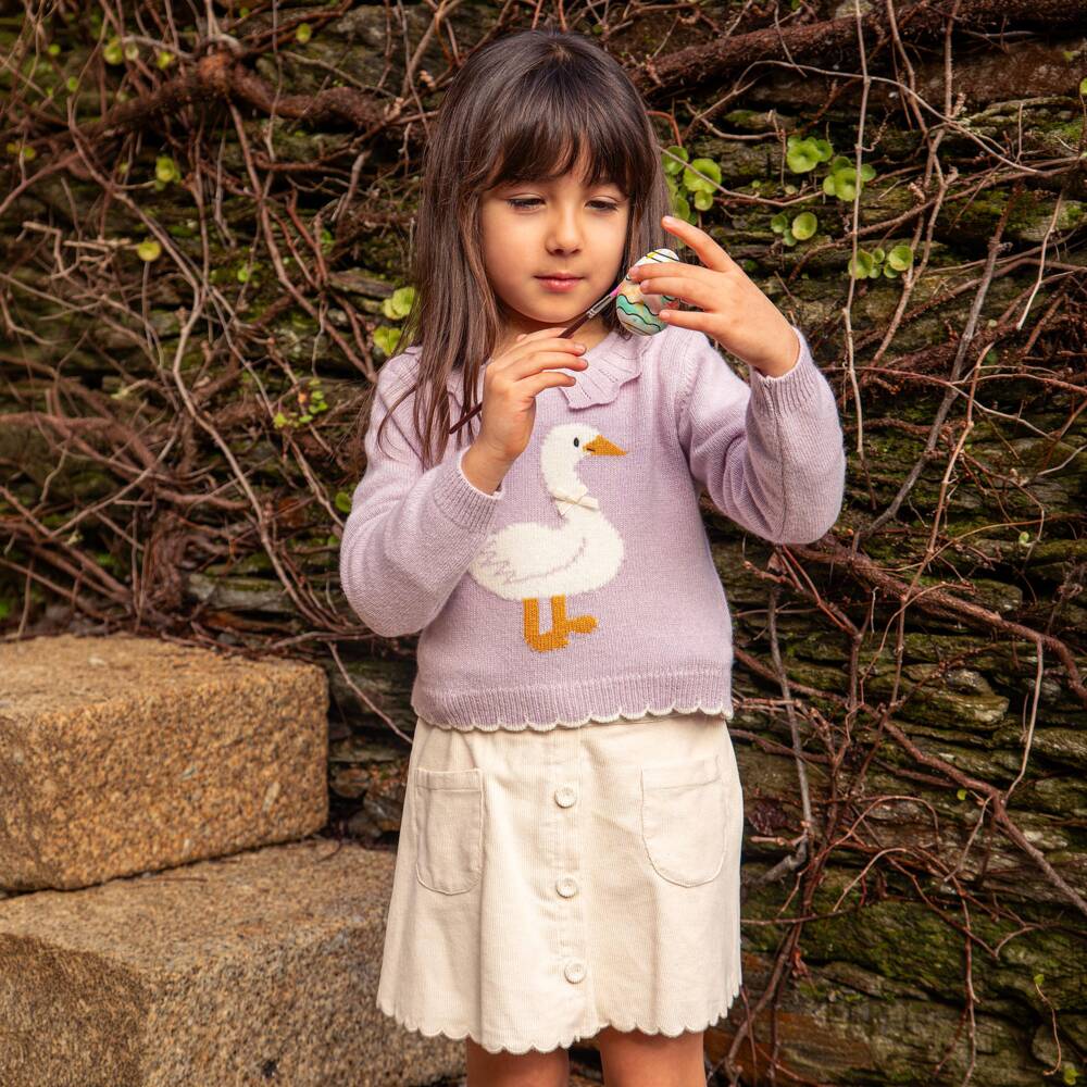 Dr. Kid-Girls Lavender Purple Duck Sweater | Childrensalon