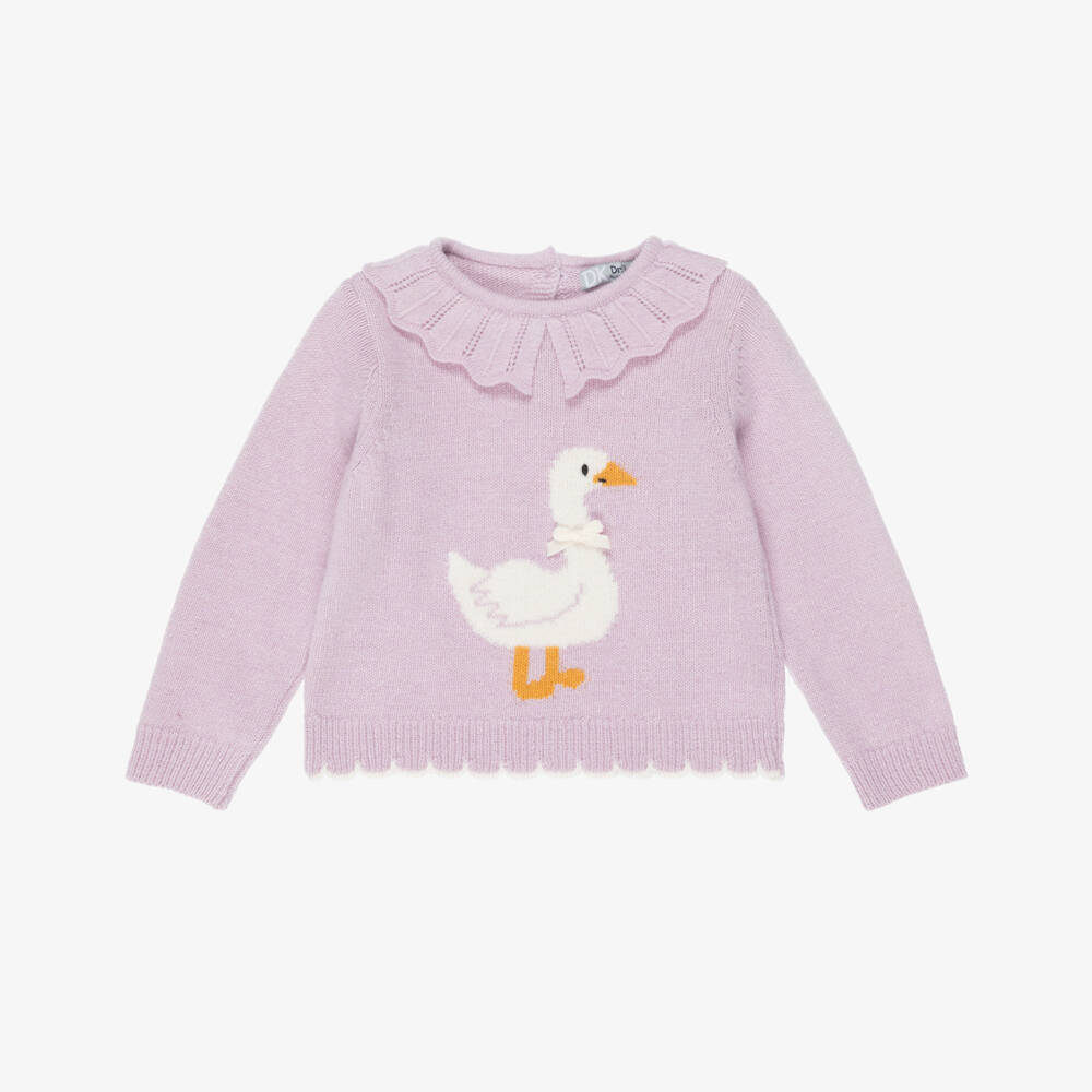 Dr. Kid-Girls Lavender Purple Duck Sweater  | Childrensalon