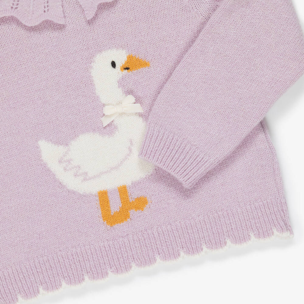 Dr. Kid-Girls Lavender Purple Duck Sweater | Childrensalon