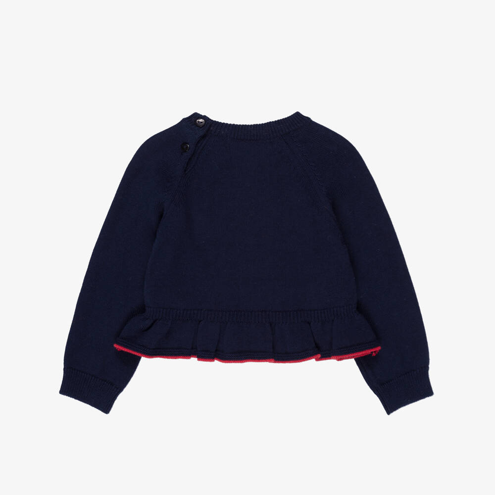 Dr. Kid-Girls Navy Blue Cotton Knit Sweater | Childrensalon