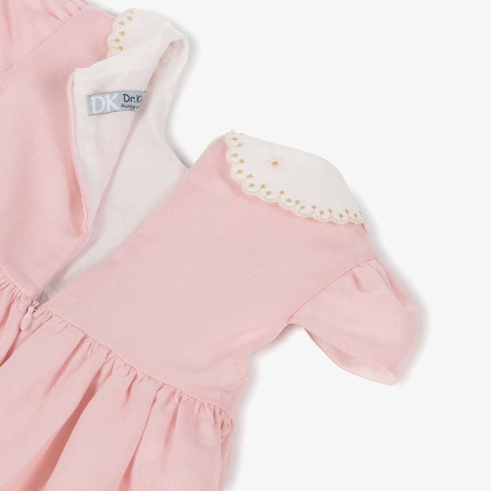 Dr. Kid-Girls Pale Pink Smocked Dress with Floral Embroidery | Childrensalon