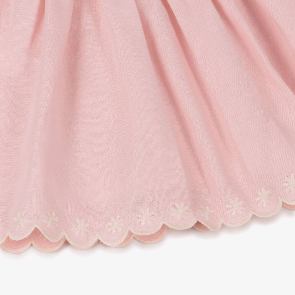 Dr. Kid-Girls Pale Pink Smocked Dress with Floral Embroidery | Childrensalon