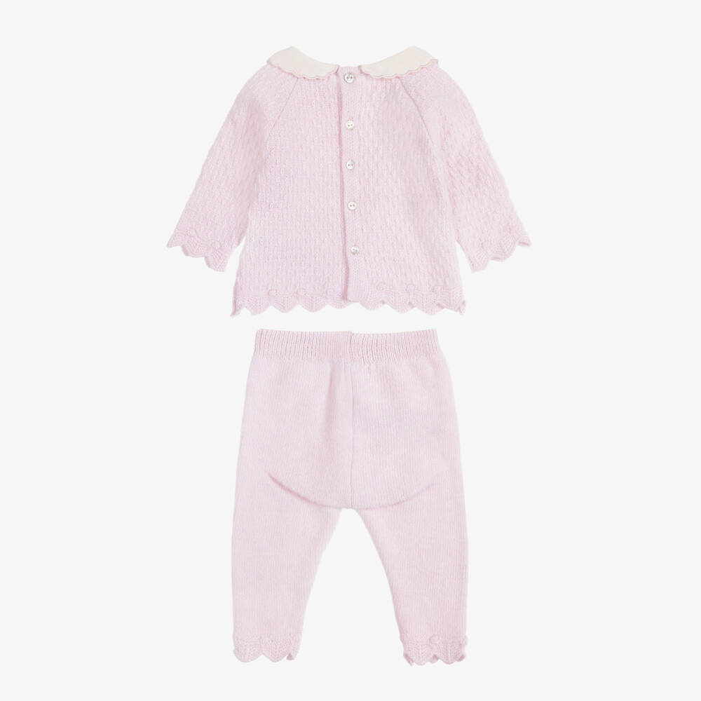 Dr. Kid-Girls Pink Patterned Knit Trouser Set | Childrensalon