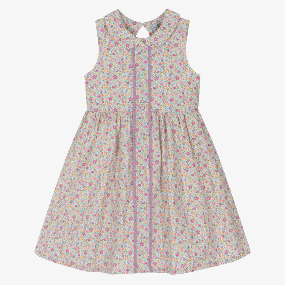 Dr. Kid-Girls Purple Floral Cotton Sleeveless Dress | Childrensalon