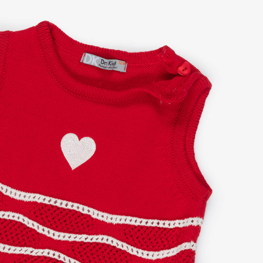 Dr. Kid-Girls Red Knitted Cotton Shorts Set | Childrensalon