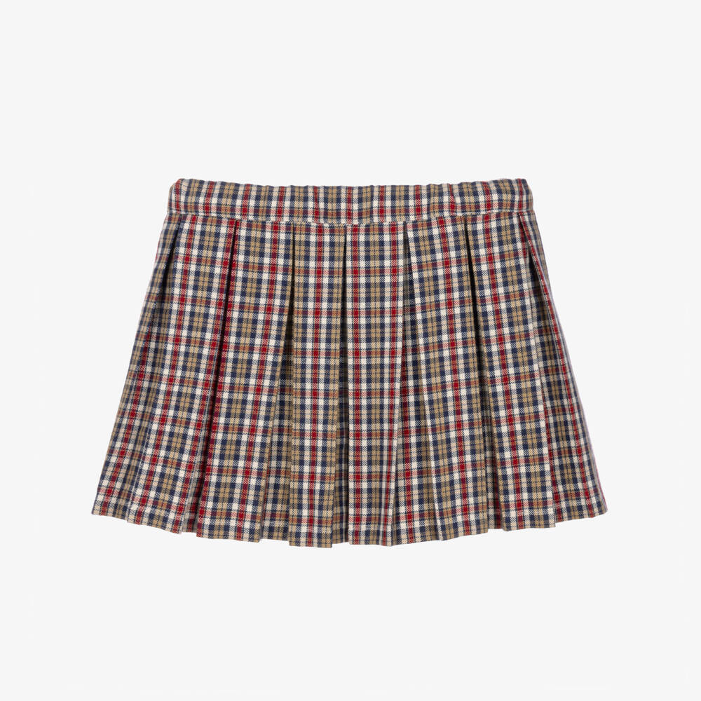 Dr. Kid-Girls Red & Navy Blue Pleated Tartan Skort | Childrensalon