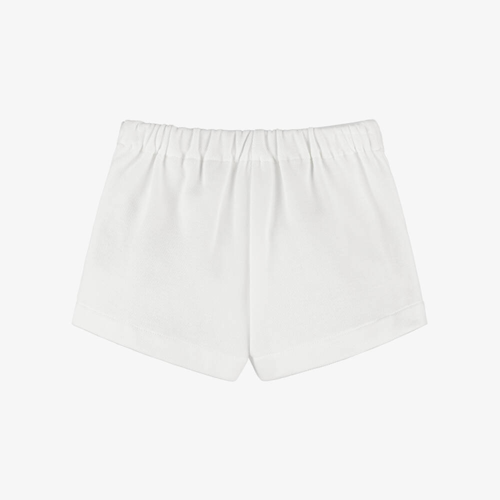 Dr. Kid-Girls White Cotton Piqué Skort with Embroidered Daisies | Childrensalon