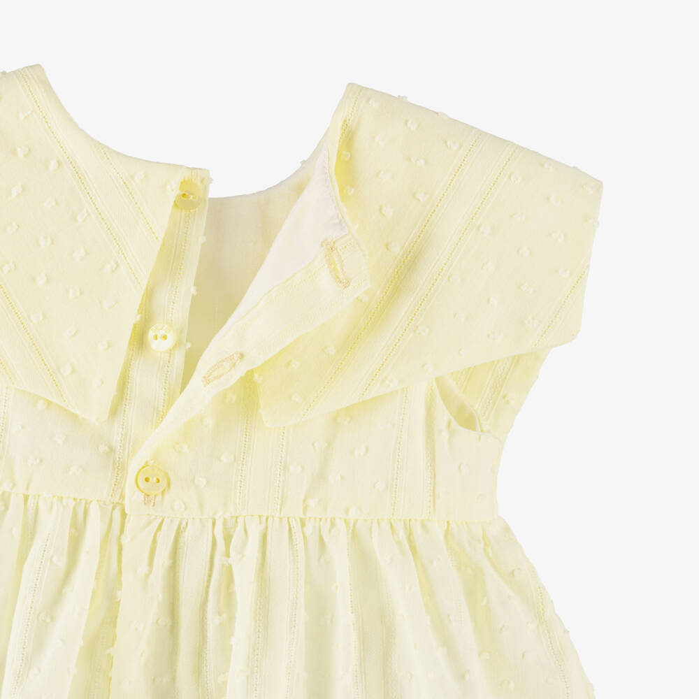 Dr. Kid-Girls Yellow Plumetis Cotton Bow Collar Blouse | Childrensalon