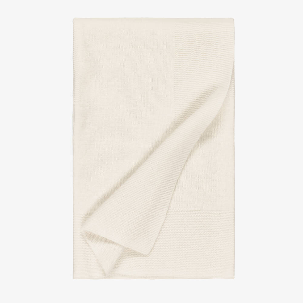 Dr. Kid-Ivory Wool & Cashmere Knitted Baby Blanket (95cm) | Childrensalon