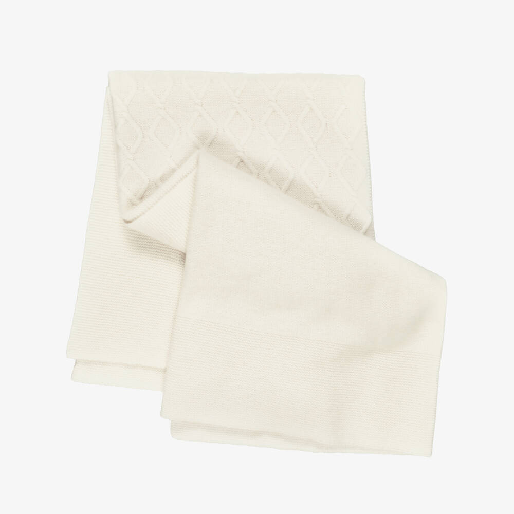 Dr. Kid-Ivory Wool & Cashmere Knitted Baby Blanket (95cm) | Childrensalon