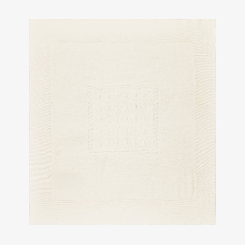 Dr. Kid-Ivory Wool & Cashmere Knitted Baby Blanket (95cm) | Childrensalon