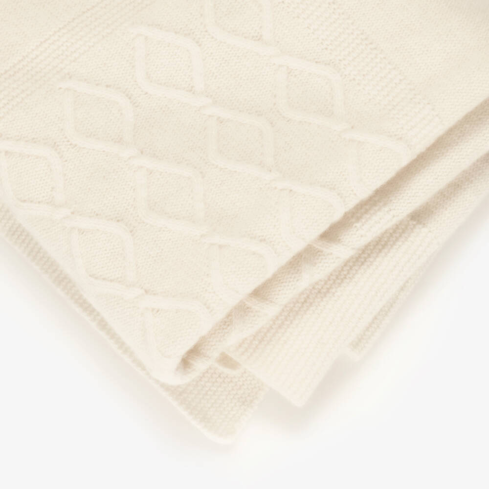 Dr. Kid-Ivory Wool & Cashmere Knitted Baby Blanket (95cm) | Childrensalon