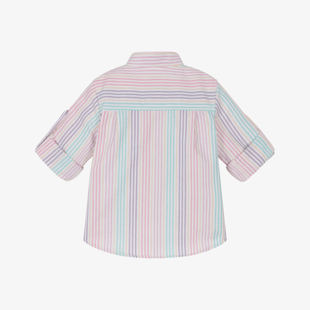 Dr. Kid-Junior Boys Pastel Striped Cotton Collarless Shirt | Childrensalon