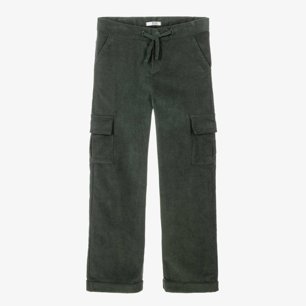 Dr. Kid-Older Boys Bottle Green Corduroy Cargo Trousers | Childrensalon