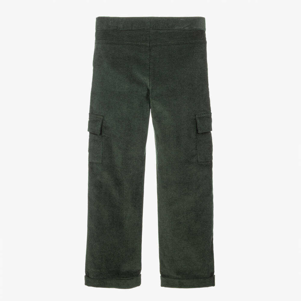 Dr. Kid-Older Boys Bottle Green Corduroy Cargo Trousers | Childrensalon