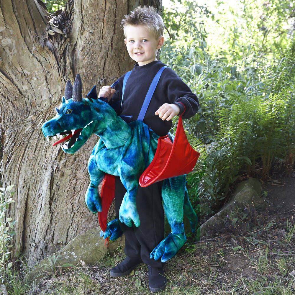 Dress Up by Design-Blue & Green Dragon Costume with Red Wings | Childrensalon
