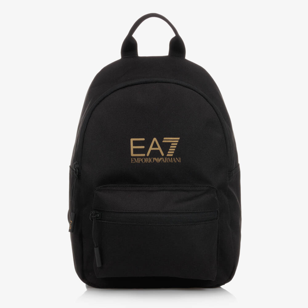 EA7 Emporio Armani-Black Canvas Backpack (33cm) | Childrensalon