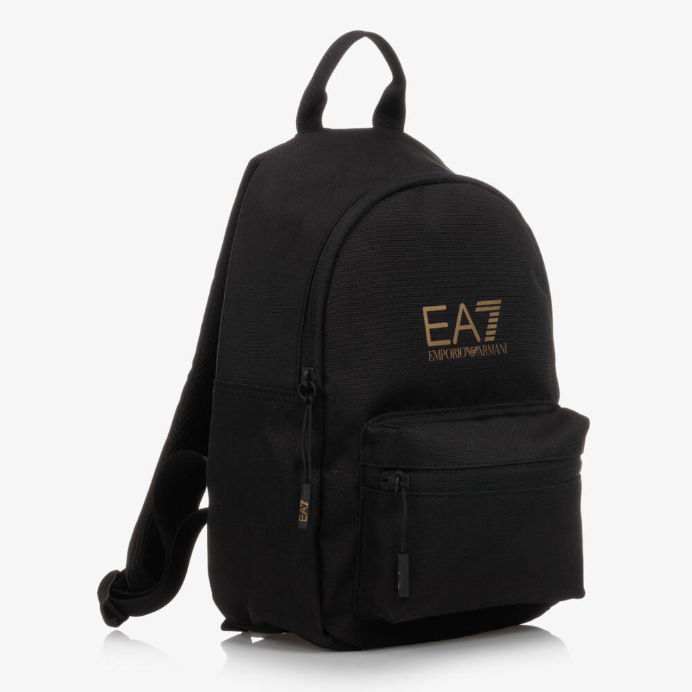 EA7 Emporio Armani-Black Canvas Backpack (33cm) | Childrensalon