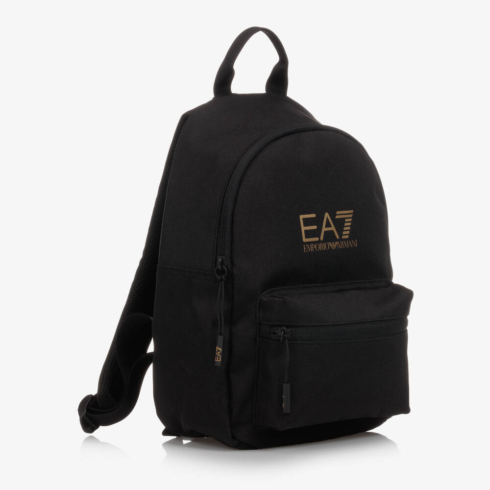 EA7 Emporio Armani-Black Canvas Backpack (33cm) | Childrensalon