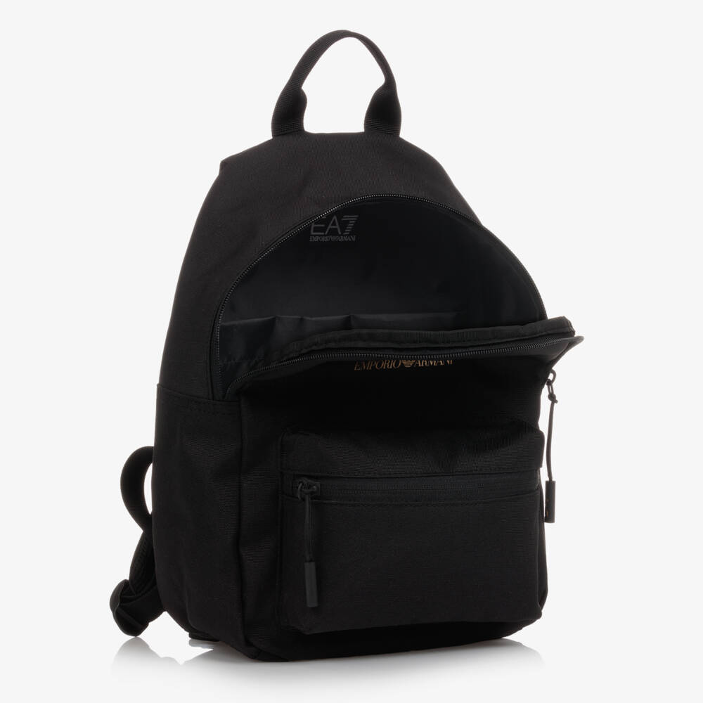 EA7 Emporio Armani-Black Canvas Backpack (33cm) | Childrensalon
